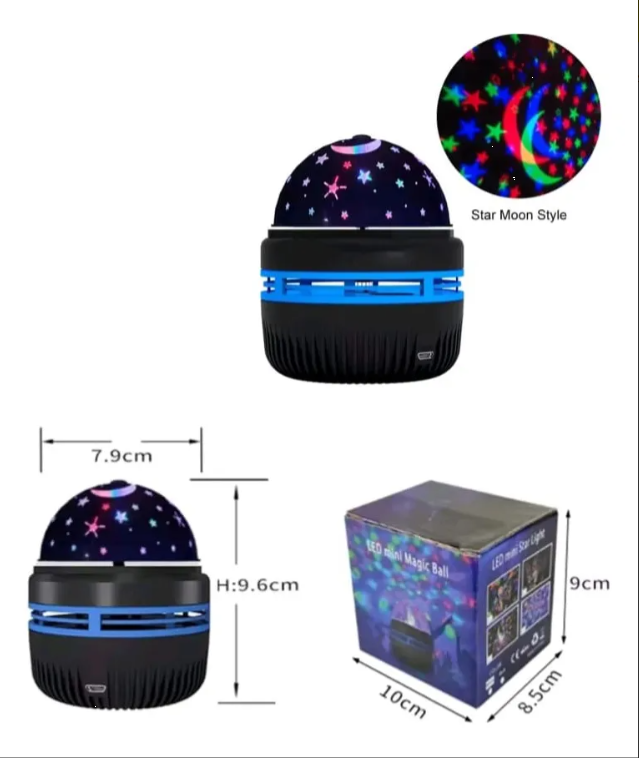 Lampara proyector luz de estrella y luna portátil y recargable USB