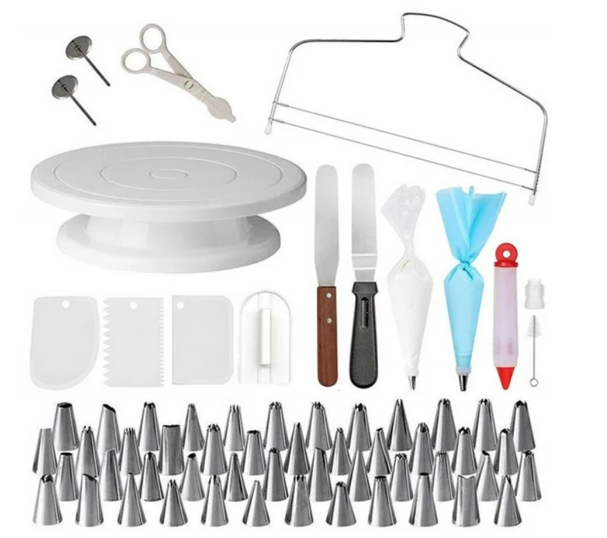 Kit Repostería Base Giratoria Decoración Torta Set de 62 Piezas