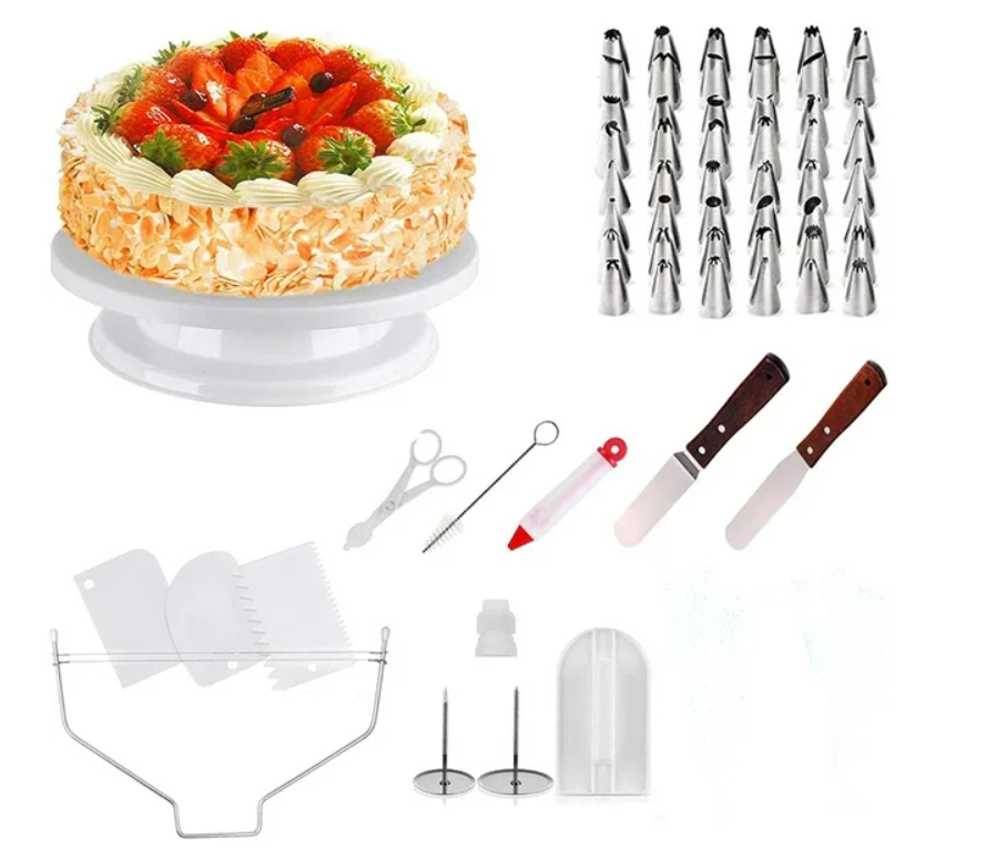 Kit Repostería Base Giratoria Decoración Torta Set de 62 Piezas