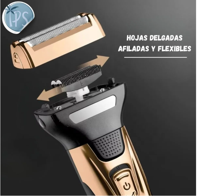 Maquina De Afeitar Inalambrica Waikil 3 En 1 Recargable Dorada