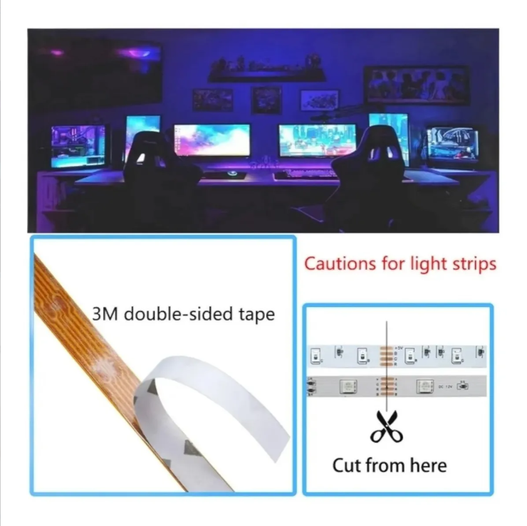 Cinta de Luz led RGB Rollo 5 Metros con Control 2835