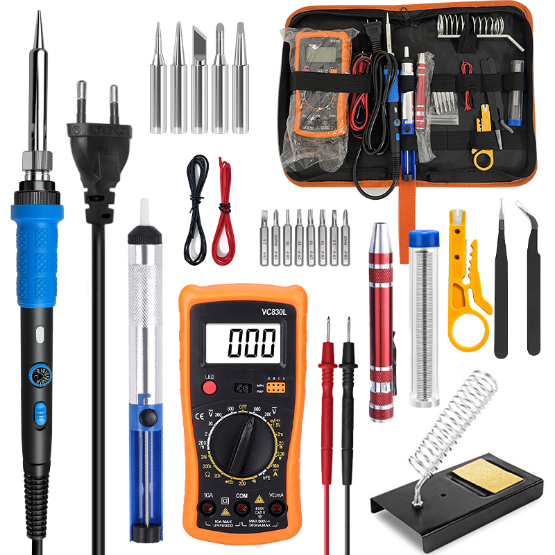 Kit Electrico De Soldadura Cautin Multímetro Digital y Bolso 21PCS