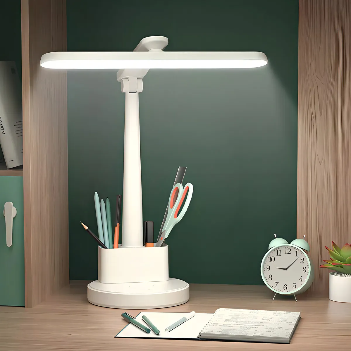 Lampara de mesa escritorio Led con soporte 3 Luces y Cargador