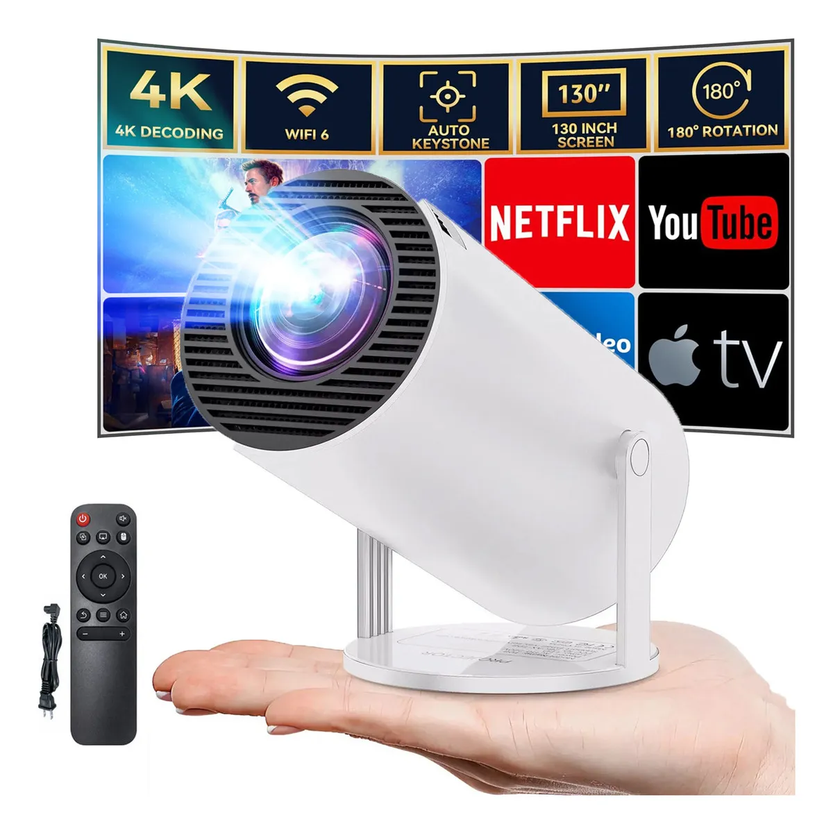 Proyector Portatil Ultra HD Android Wifi Bluetooth Video Beam