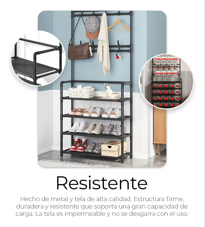 Perchero Zapatera 2 En 1 Organizador Multifuncional Armario 