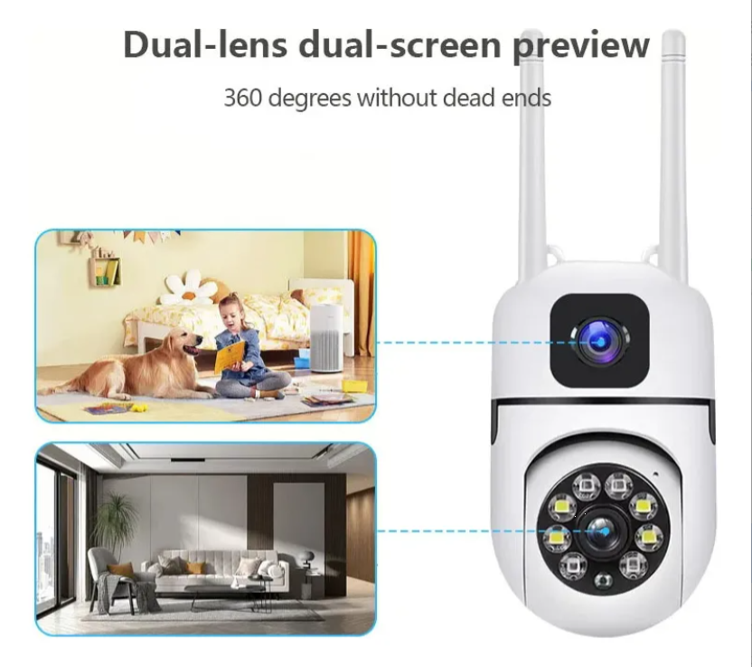 Camara Seguridad Inalambrica 360 Grado Wifi HD Corneta y Sirena