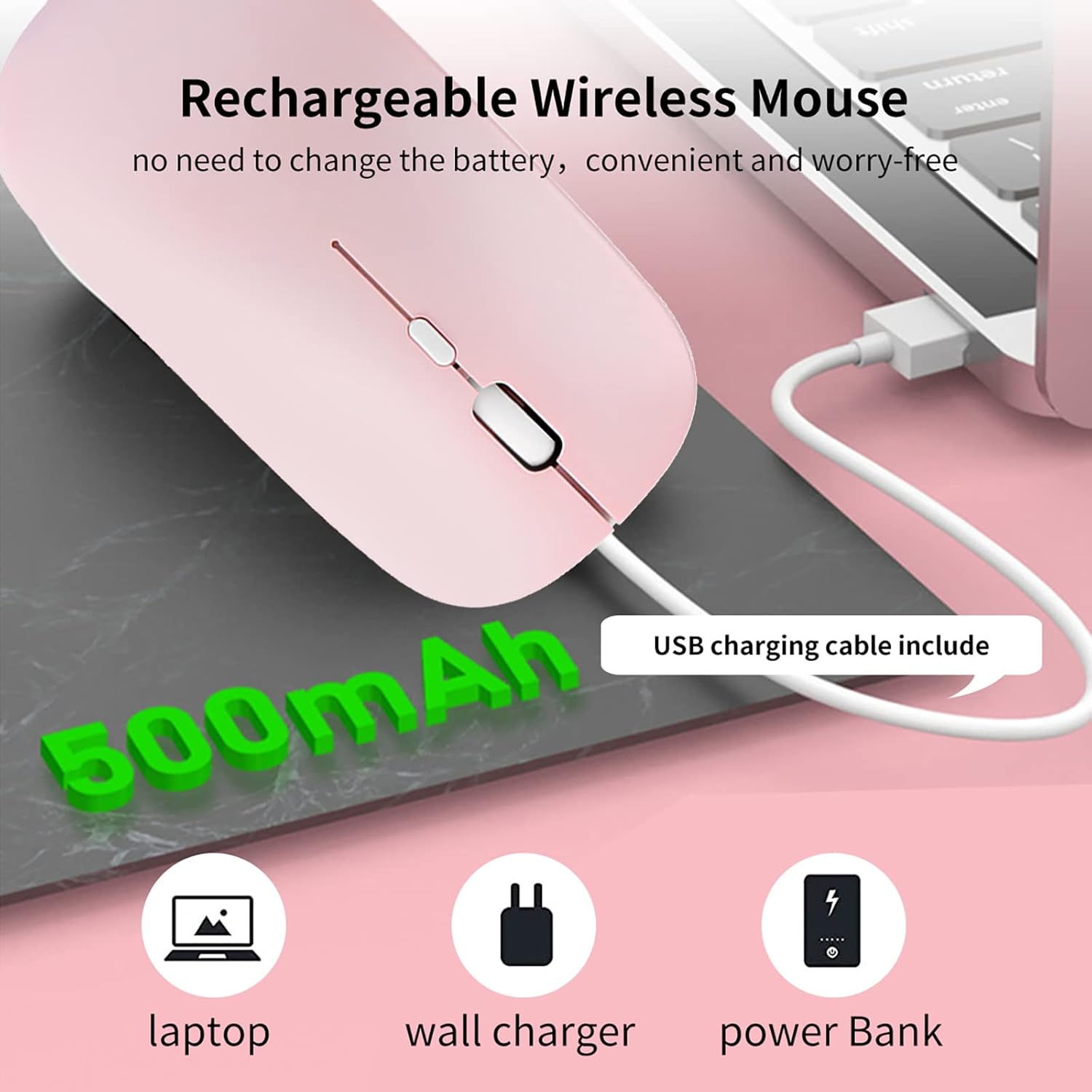 Mouse Recargable Inalámbrico Nuevo Diseño Ultra Plano
