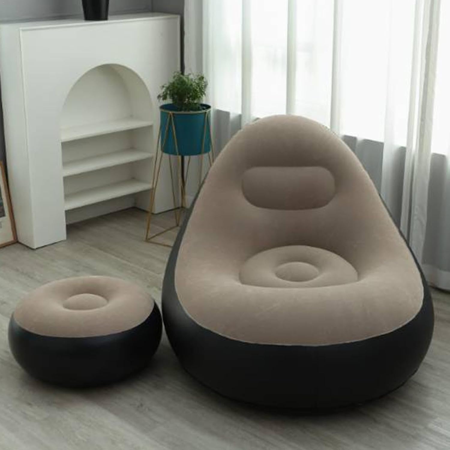 Sofa Puffs Portatil Inflable Con Posa Pie con Bomba aire