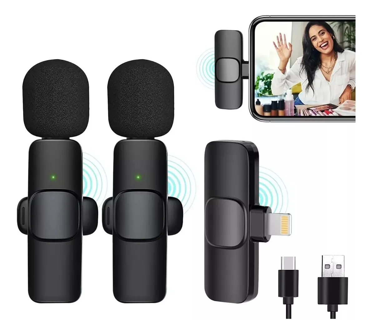 Microfono balita inalambrico 4 en 1 Usb Tipo C y Iphone