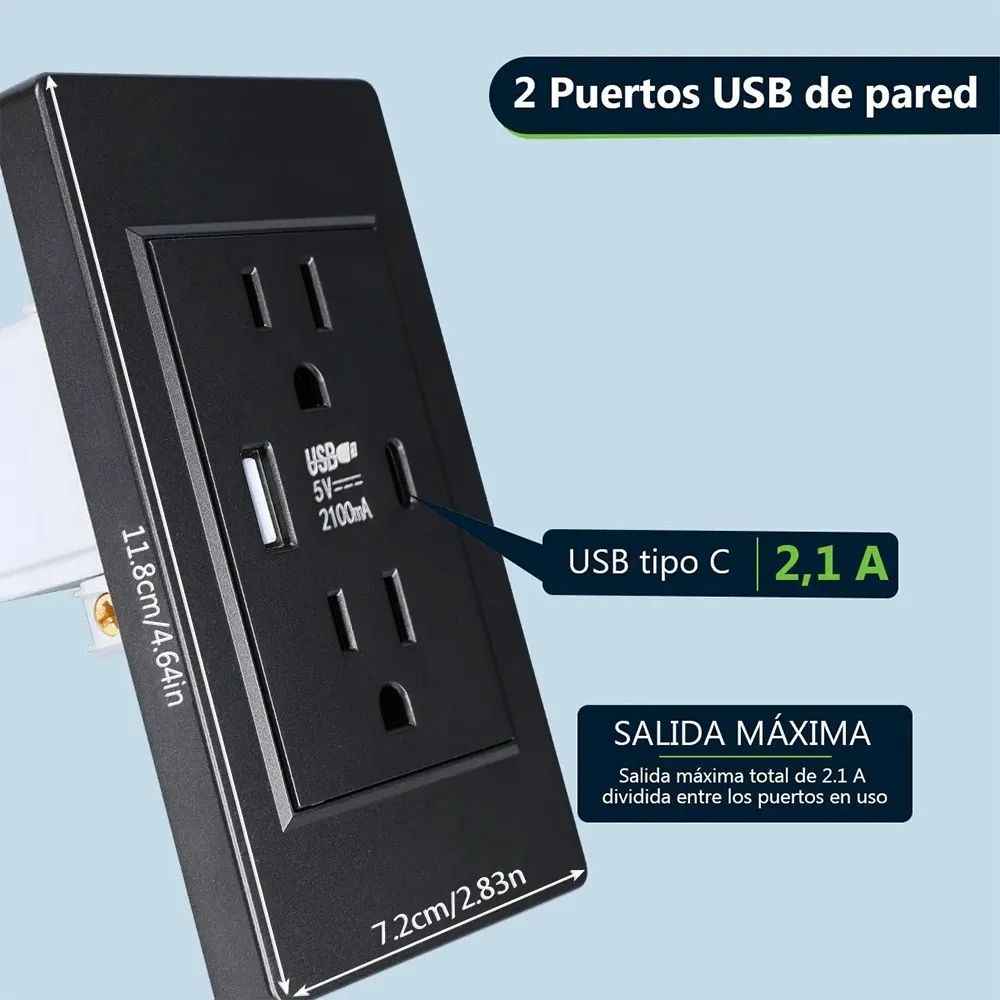Toma Corriente Inteligente Puerto Usb y Iphone Carga Rapida