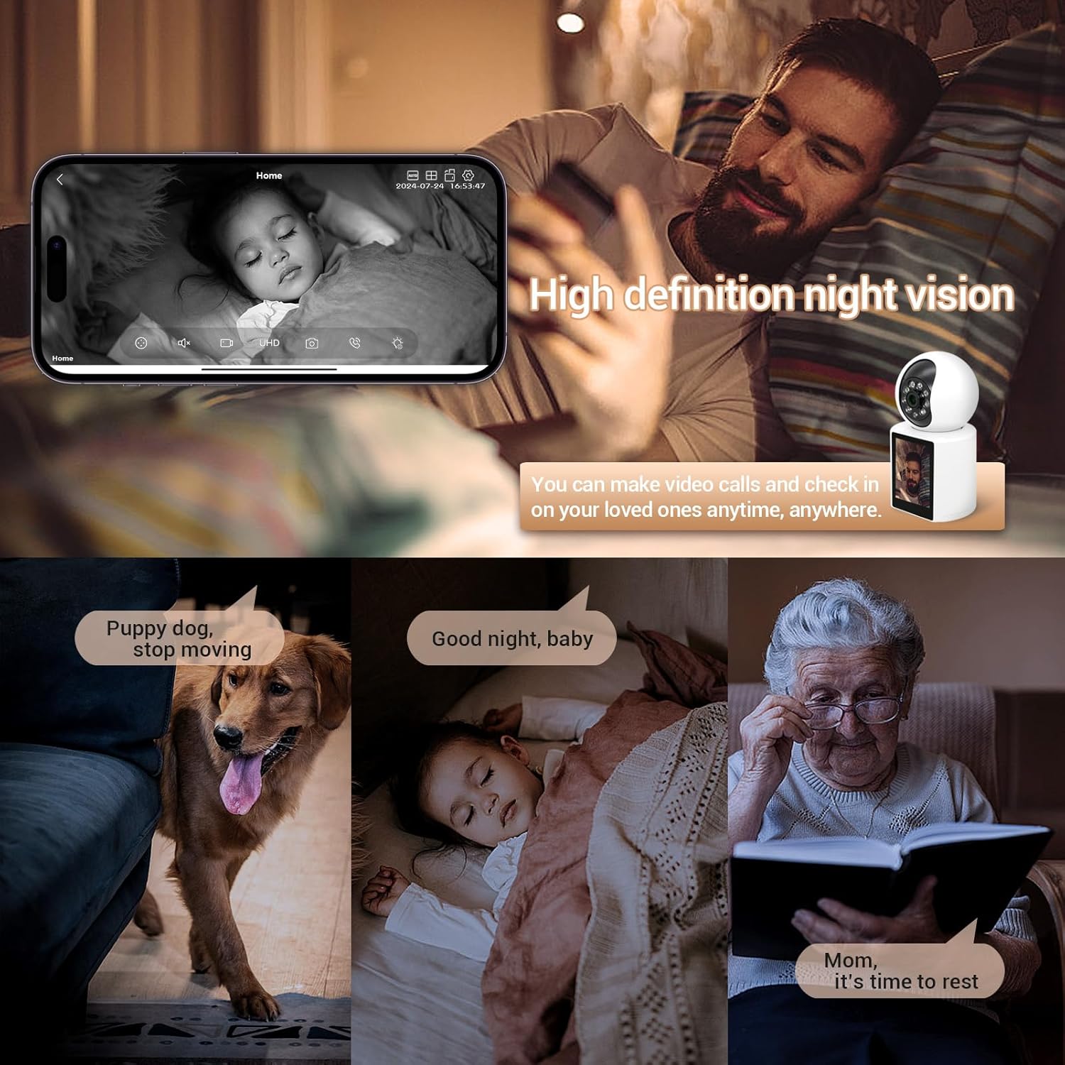 Camara seguridad con video llamada Wifi Pantalla Inteligente Smart Q17