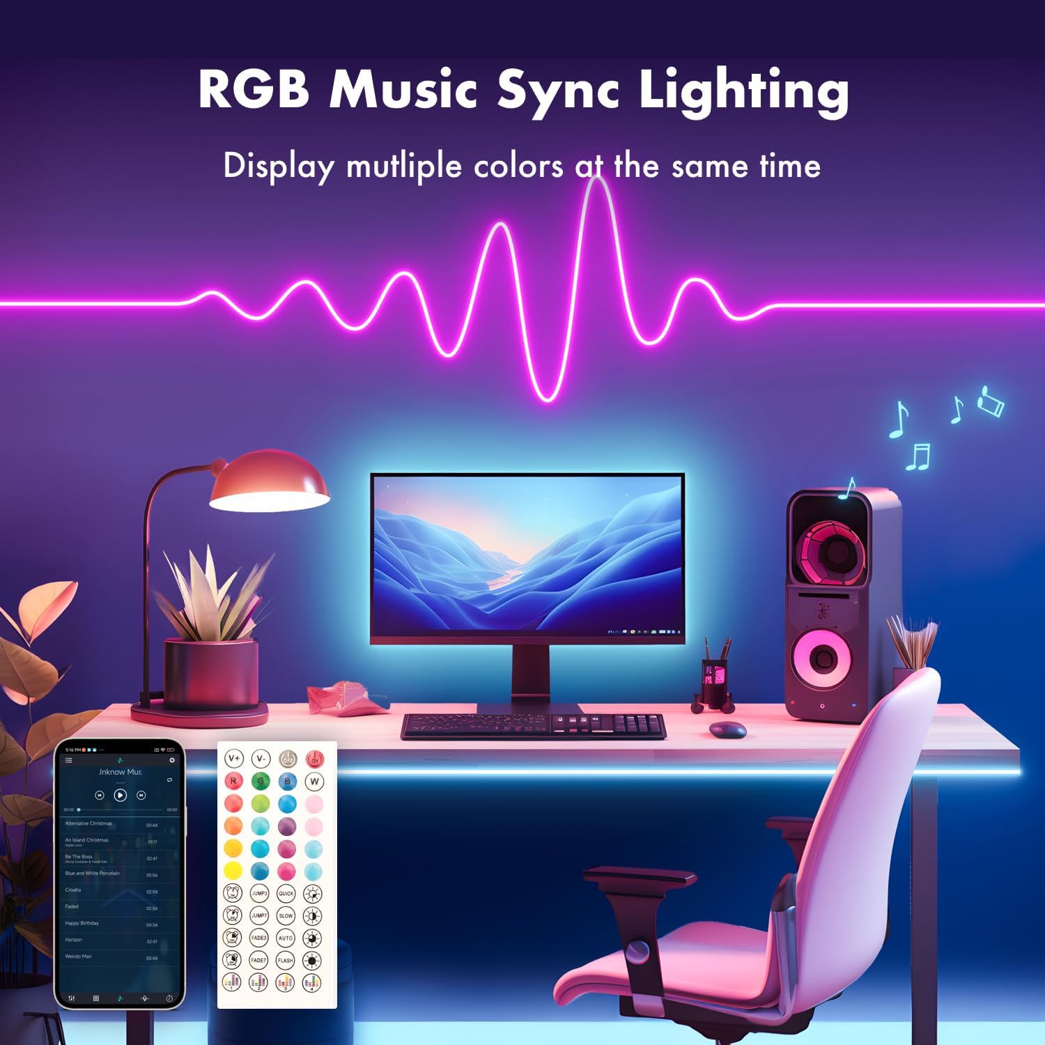 Cinta Led luces Flexible Neon 5 Metros Bluetooth Control Remoto 