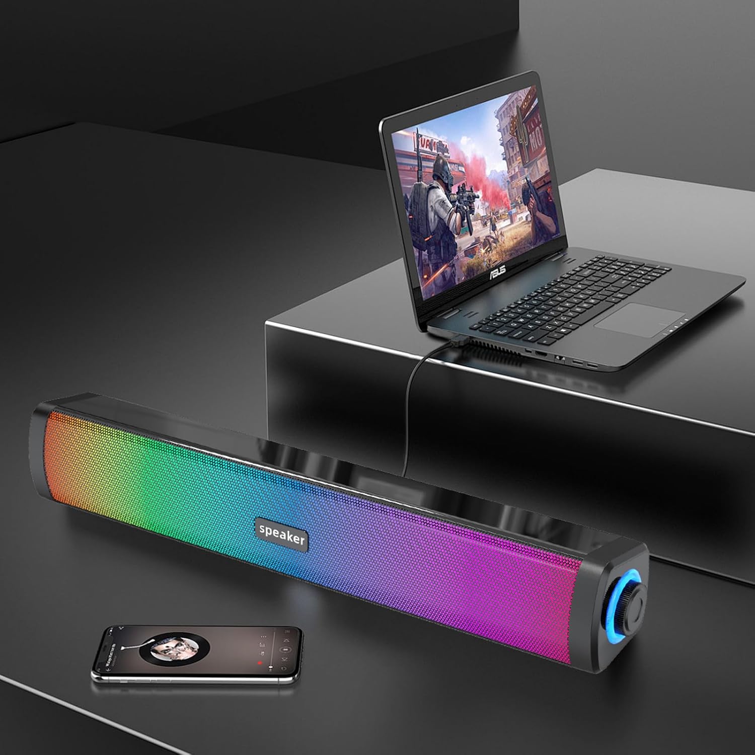 Corneta Bluetooth Barra de sonido Inalambrica RGB Portatil USB