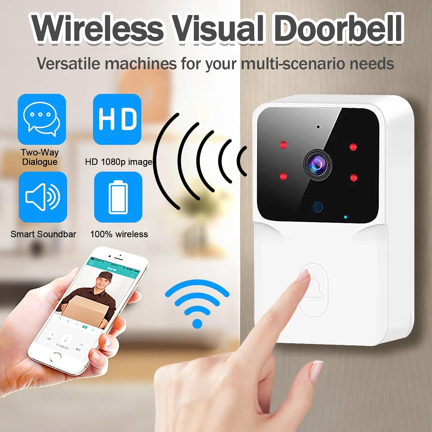 Timbre Con Camara Inteligente Intercomunicador Wifi Video y Foto