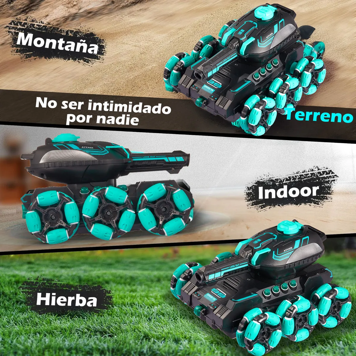 Carro Control Remoto Doble Mando Inalambrico con tanque disparador de cañon