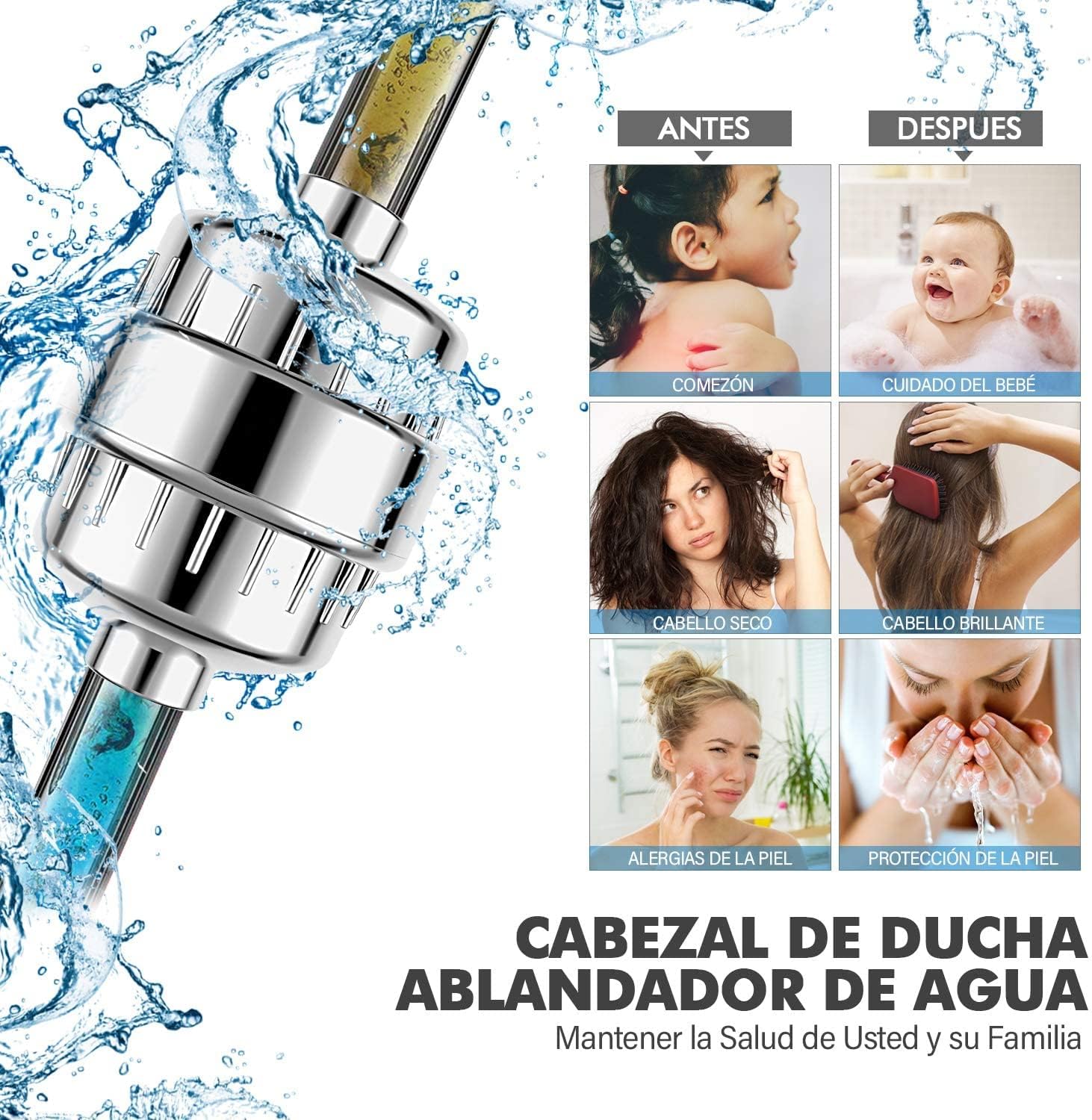 Filtro De Agua Para Duchas Regaderas Baño Purificador Con Vitaminas
