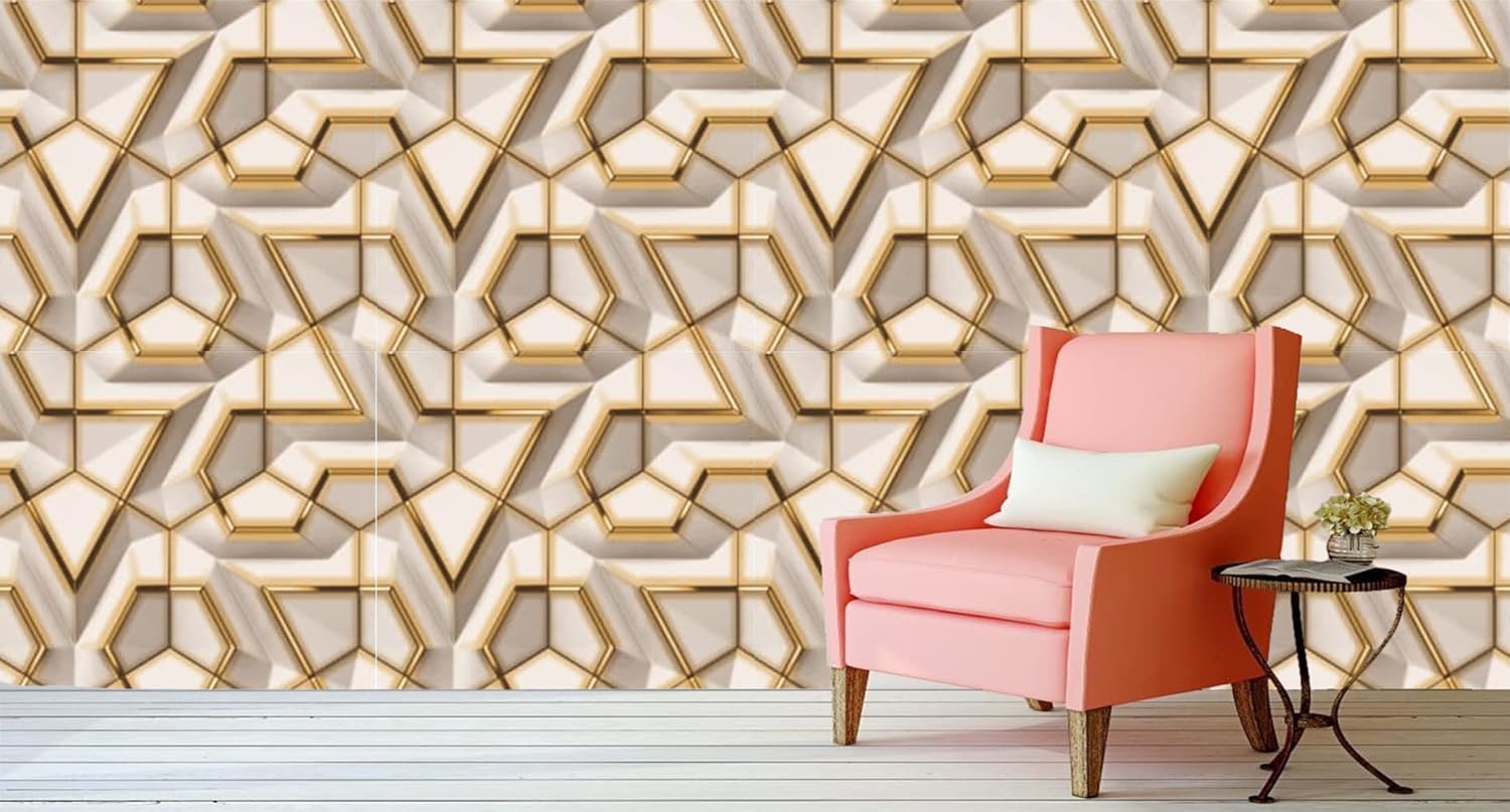 Papel Tapiz Vinil Autoadhesivo Modelo 3D 5Mts x 45Cms BEIGE