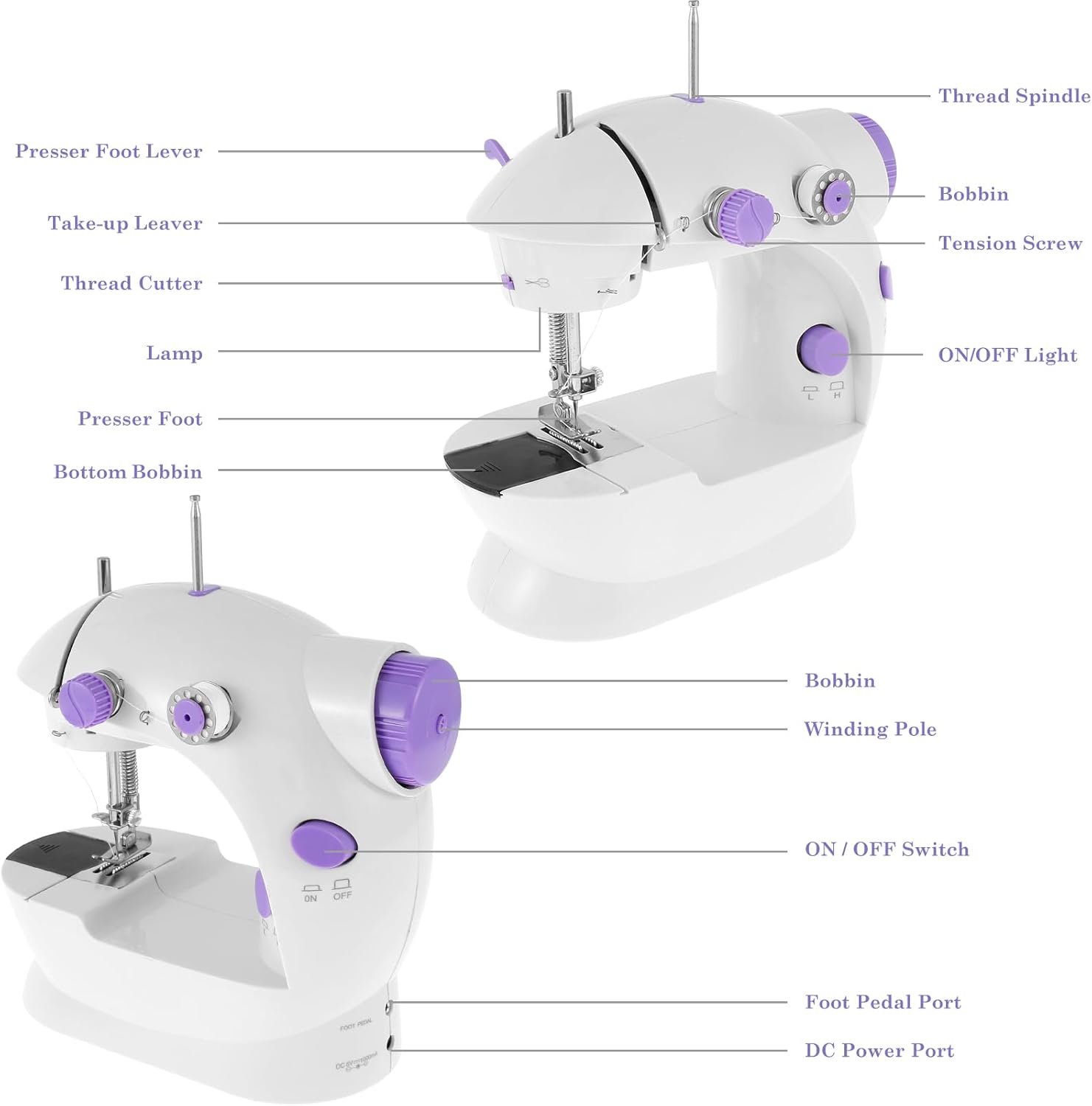 Maquina de Coser Portatil con pedal y Accesorios