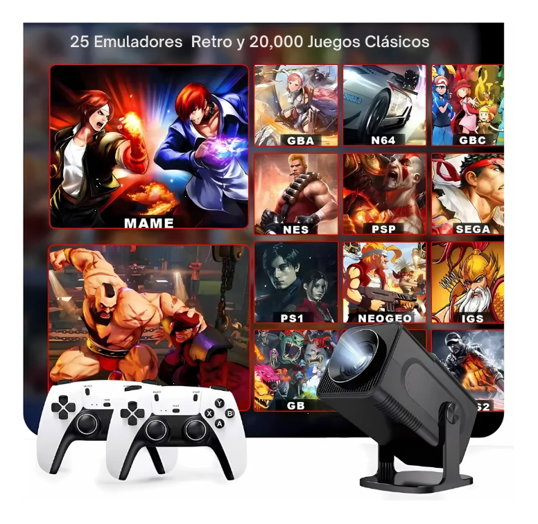 Proyector Amazon TV  4K Android + Juegos y 2 Controles Inalambrico