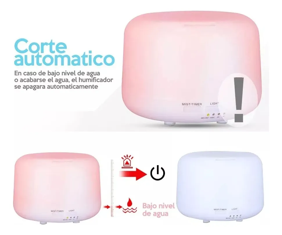 Humidificador Difusor Aroma Led Control Remoto Aromaterapia 500 Ml