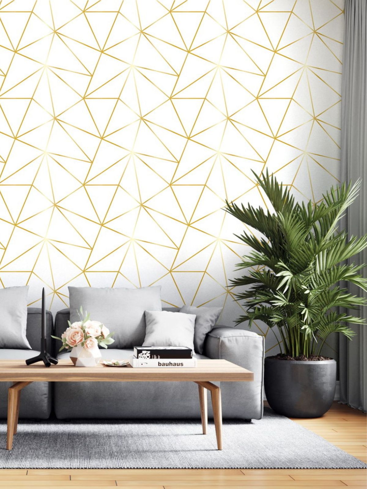 Papel Tapiz Vinil Autoadhesivo con textura 5Mts x 45Cms Dorado