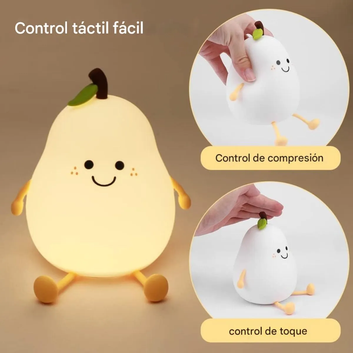Lampara Silicona Pera Luz Led tactil 8 Colores y Temporizador