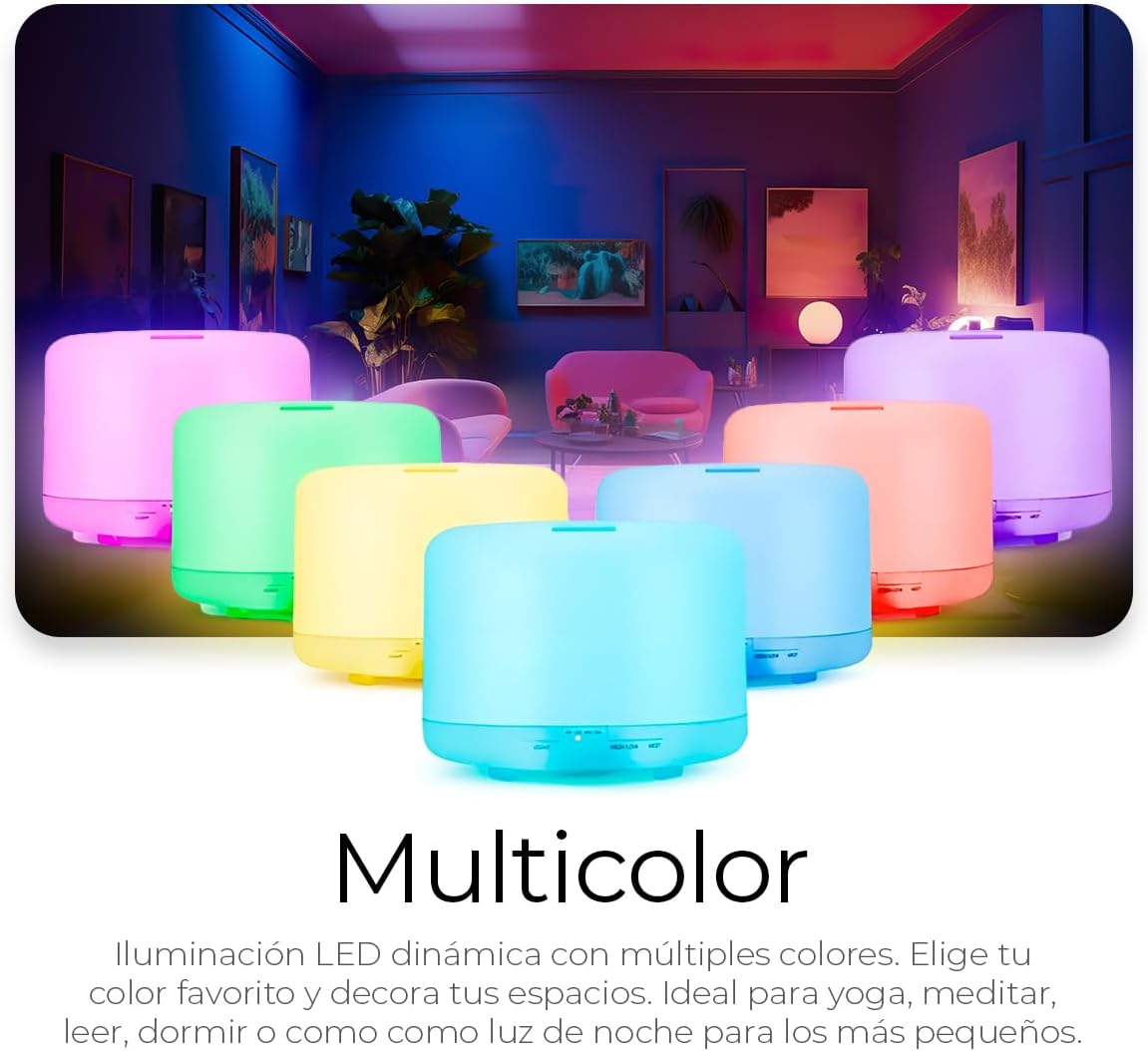 Humidificador Difusor Aroma Led Control Remoto Aromaterapia 500 Ml