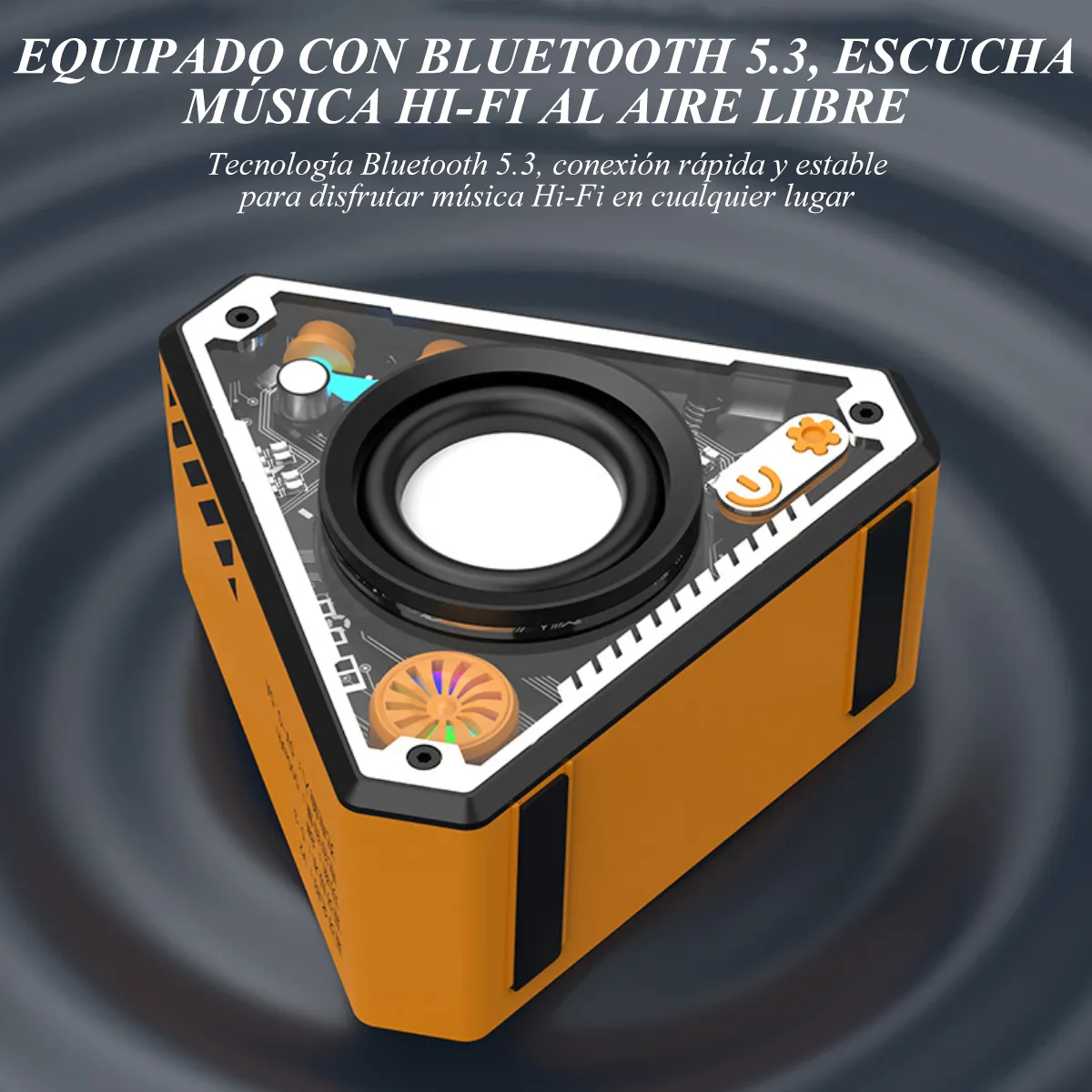 Corneta Bocina Bluetooth Inalambrica portatil Recargable Trasnparente RGB Modelo Triangulo