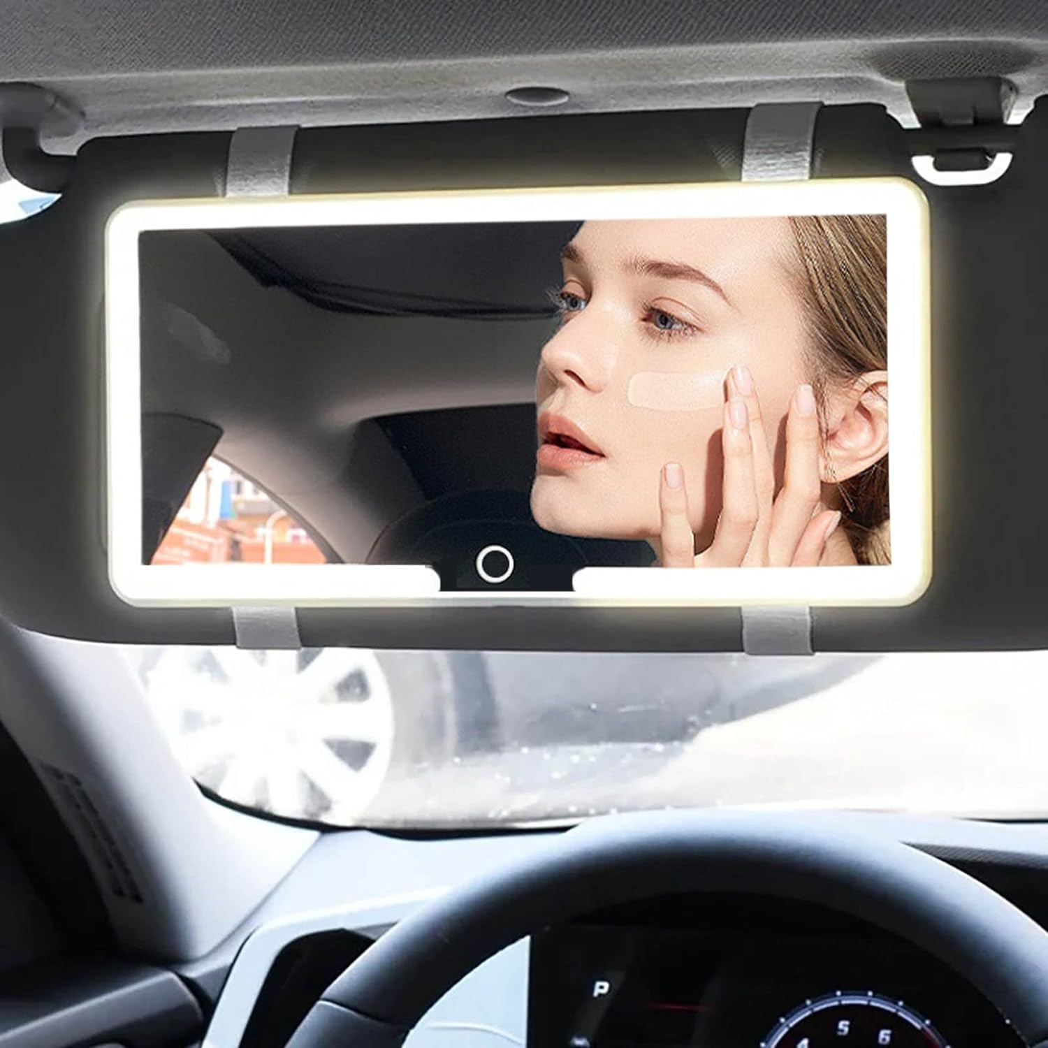 Espejo Maquillaje Luz Led Recargable Tapa sol de Carro 3 Luces