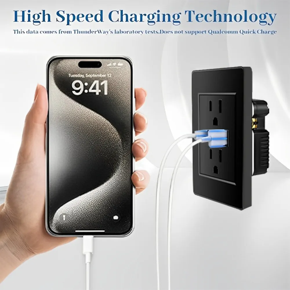Toma Corriente Inteligente Puerto Usb y Iphone Carga Rapida