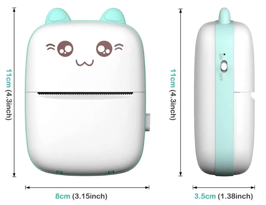 Impresora Mini Portatil Termica Bluetooth Diseño Gato Niños