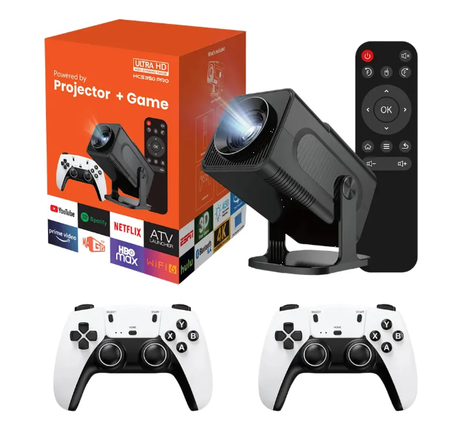 Proyector Amazon TV  4K Android + Juegos y 2 Controles Inalambrico
