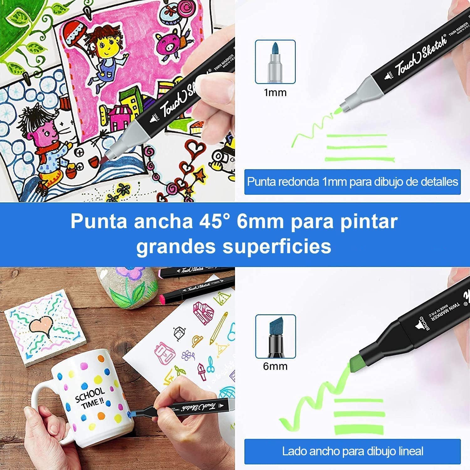 Marcadores Doble Punta Permanente Touch 60 Piezas Colores