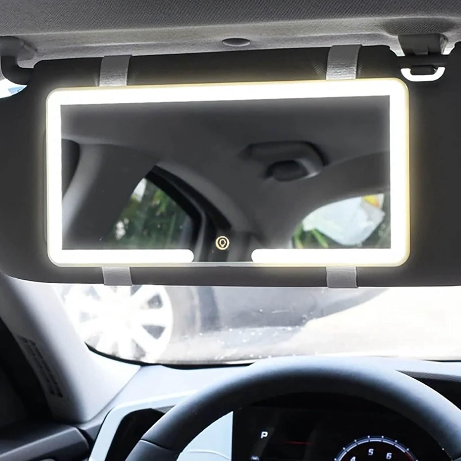 Espejo Maquillaje Luz Led Recargable Tapa sol de Carro 3 Luces
