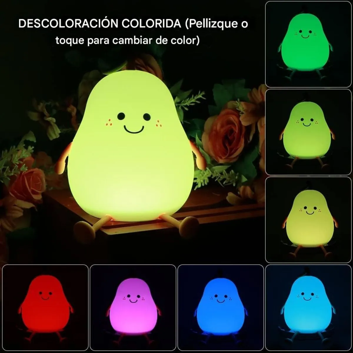 Lampara Silicona Pera Luz Led tactil 8 Colores y Temporizador