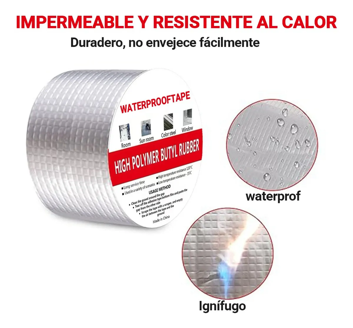 Cinta Impermeable Butilo Tapa Goteras 5cm X 5mts Resistente