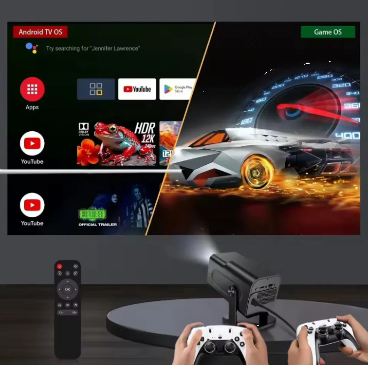 Proyector Amazon TV  4K Android + Juegos y 2 Controles Inalambrico