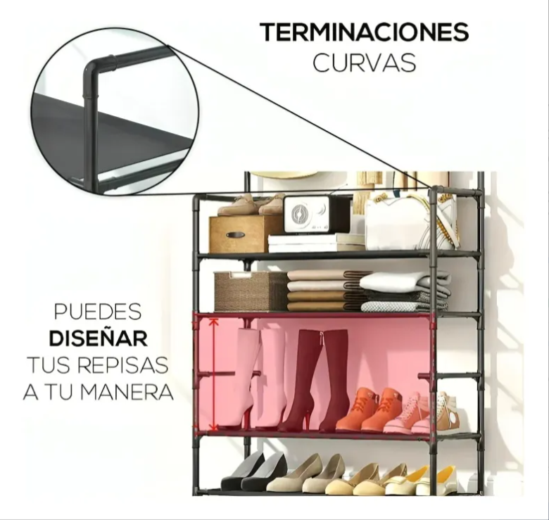 Perchero Zapatera 2 En 1 Organizador Multifuncional Armario 
