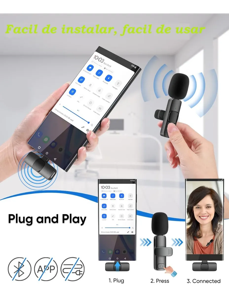 Microfono balita inalambrico 4 en 1 Usb Tipo C y Iphone