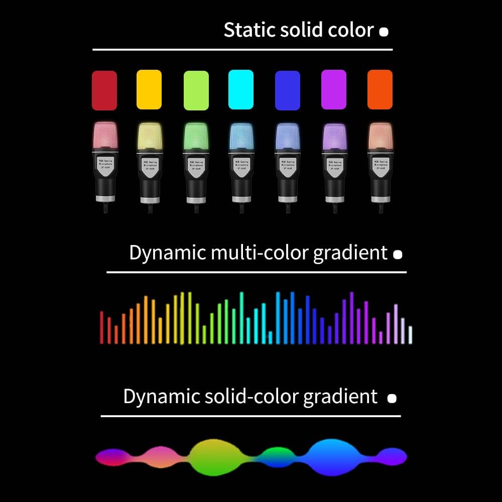 Microfono condensador con tripode USB Rgb Con Filtro
