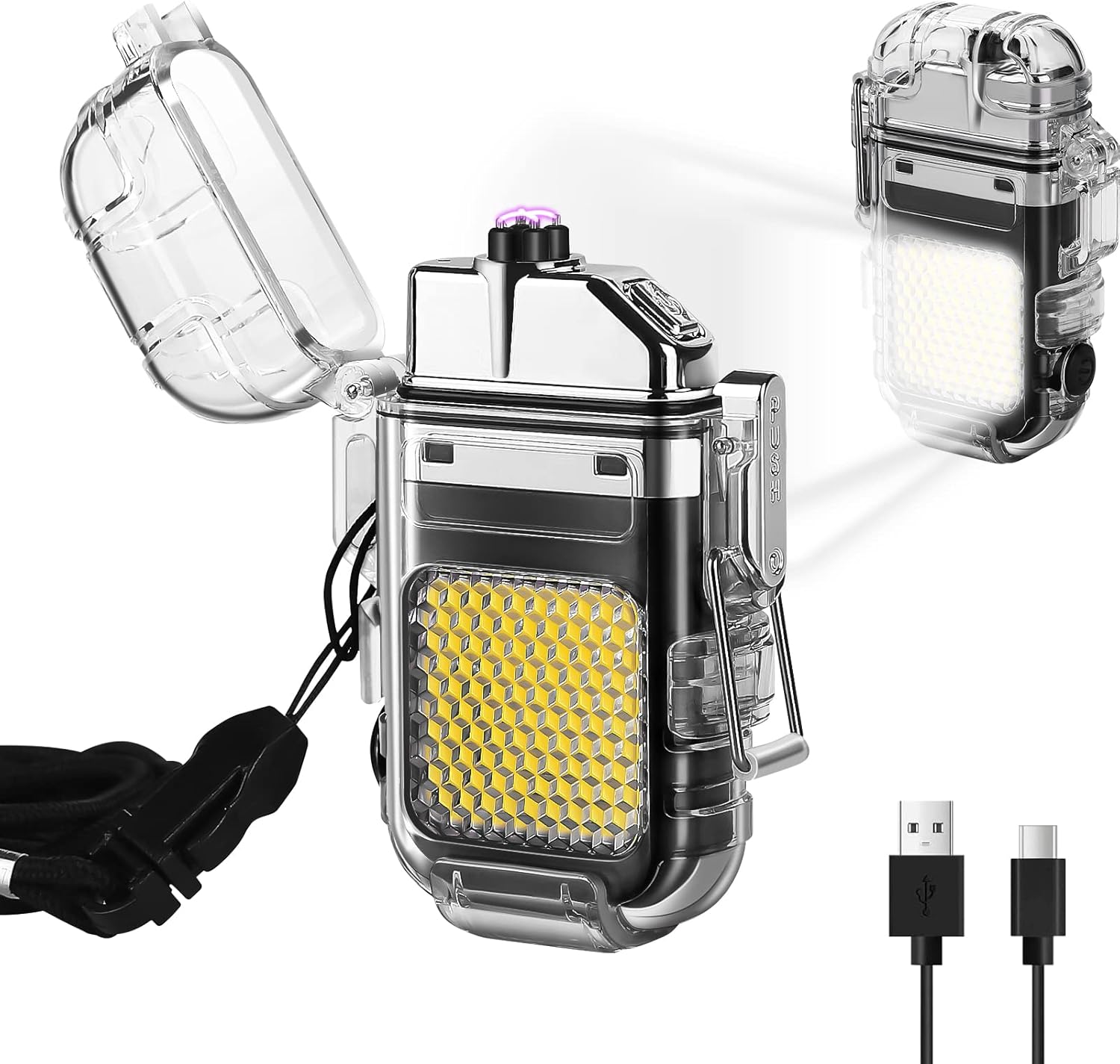 Yesquero Encendedor Electrico Plasma Recargable Con Linterna