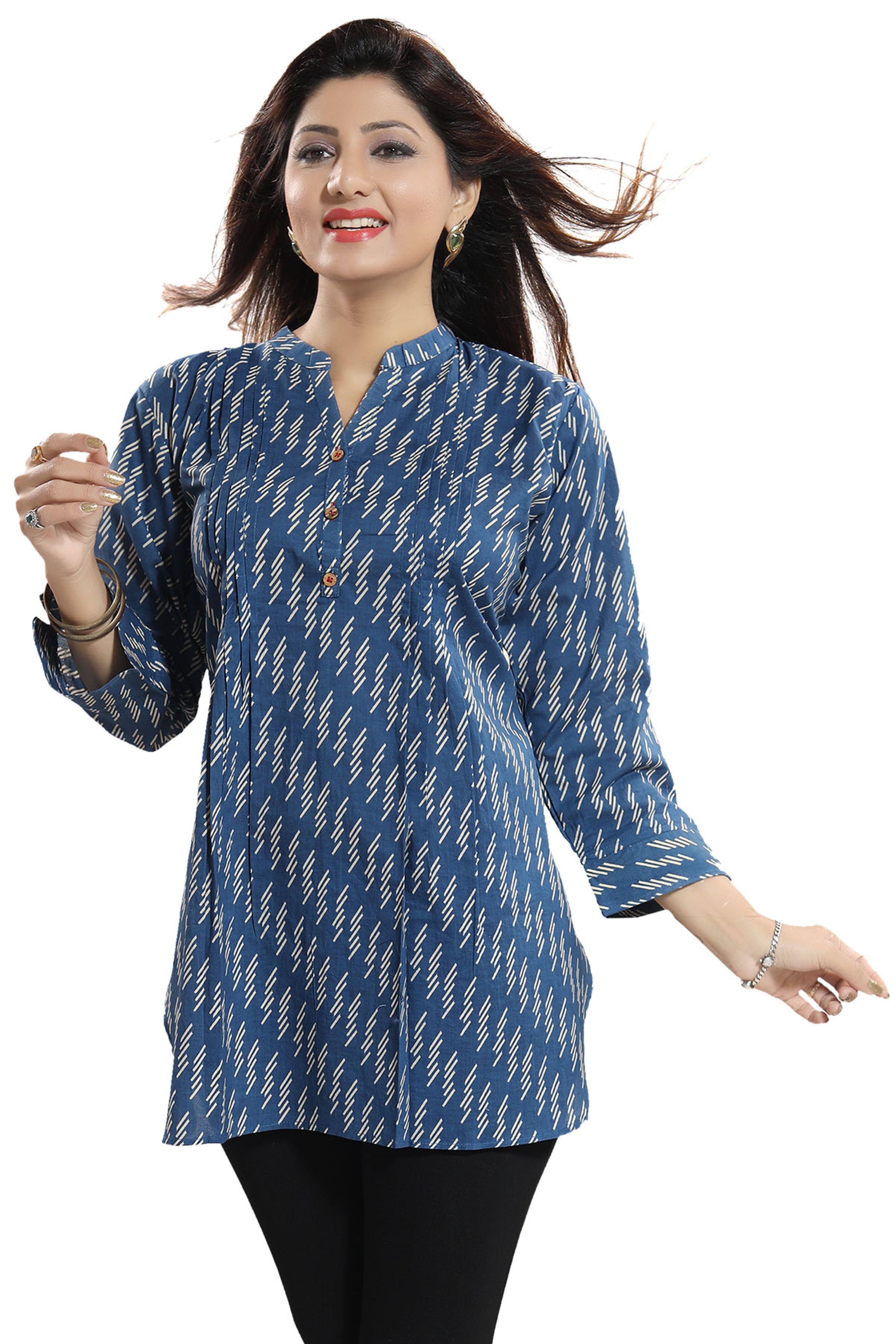 Blue Printed Cotton Kurti