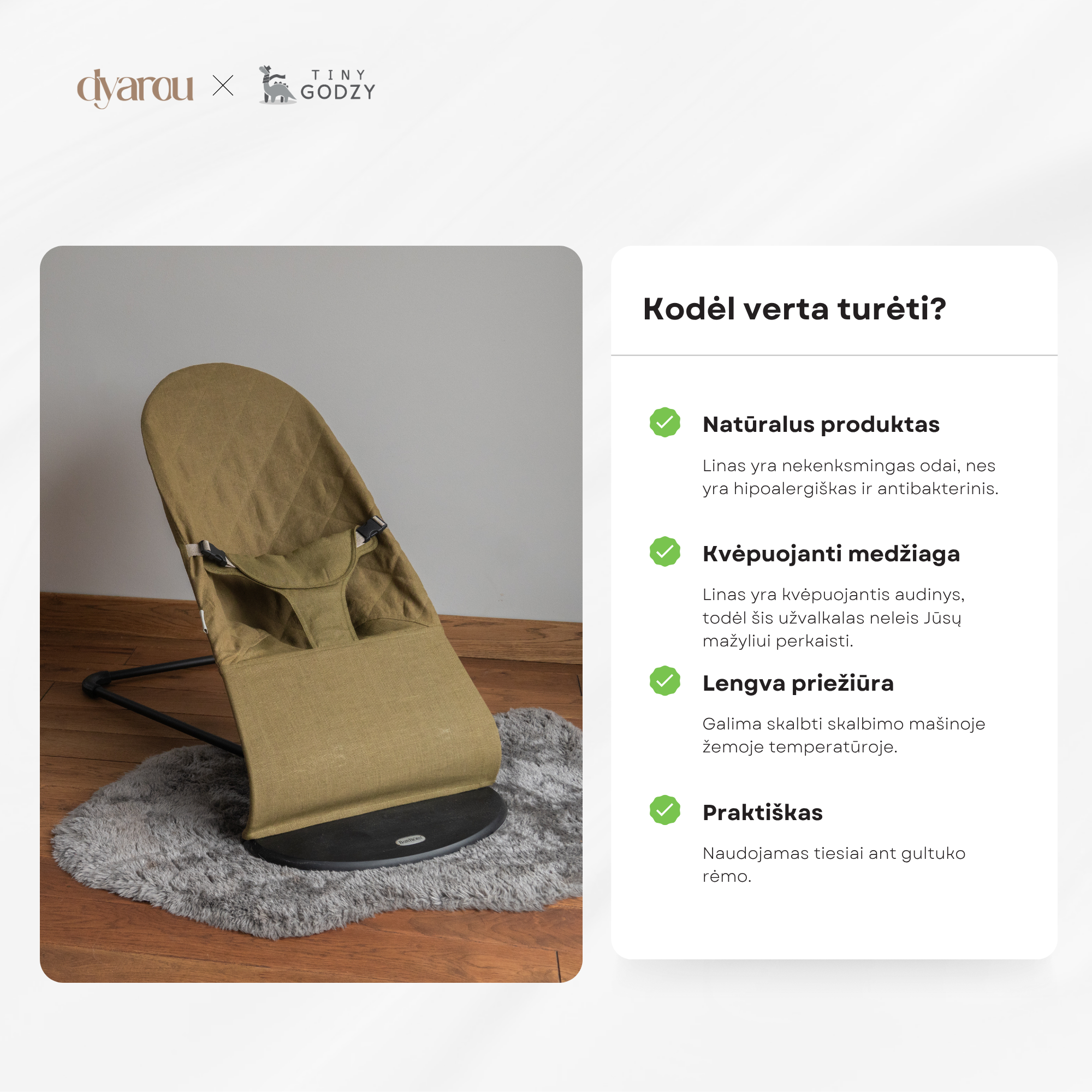 Lininis gultuko užvalkalas (Chaki)