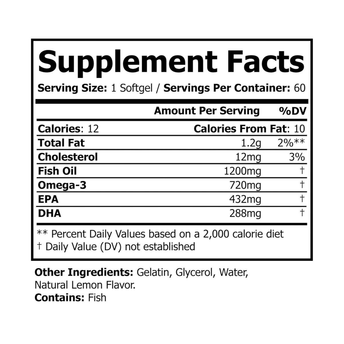 Omega 3 Fish Oil Supplement(60 Softgels)