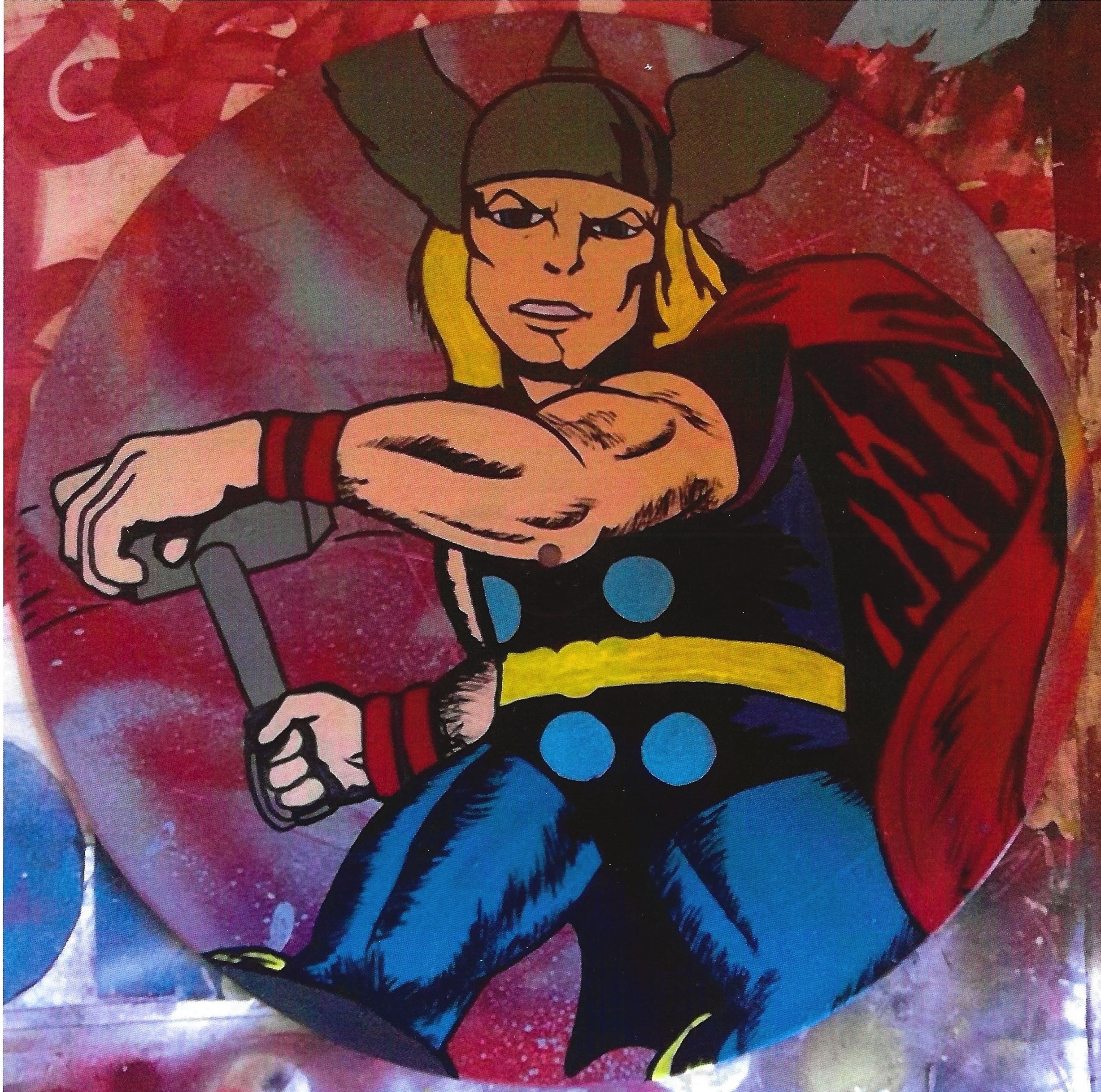 Hand-Painted Marvel Vinyl Record