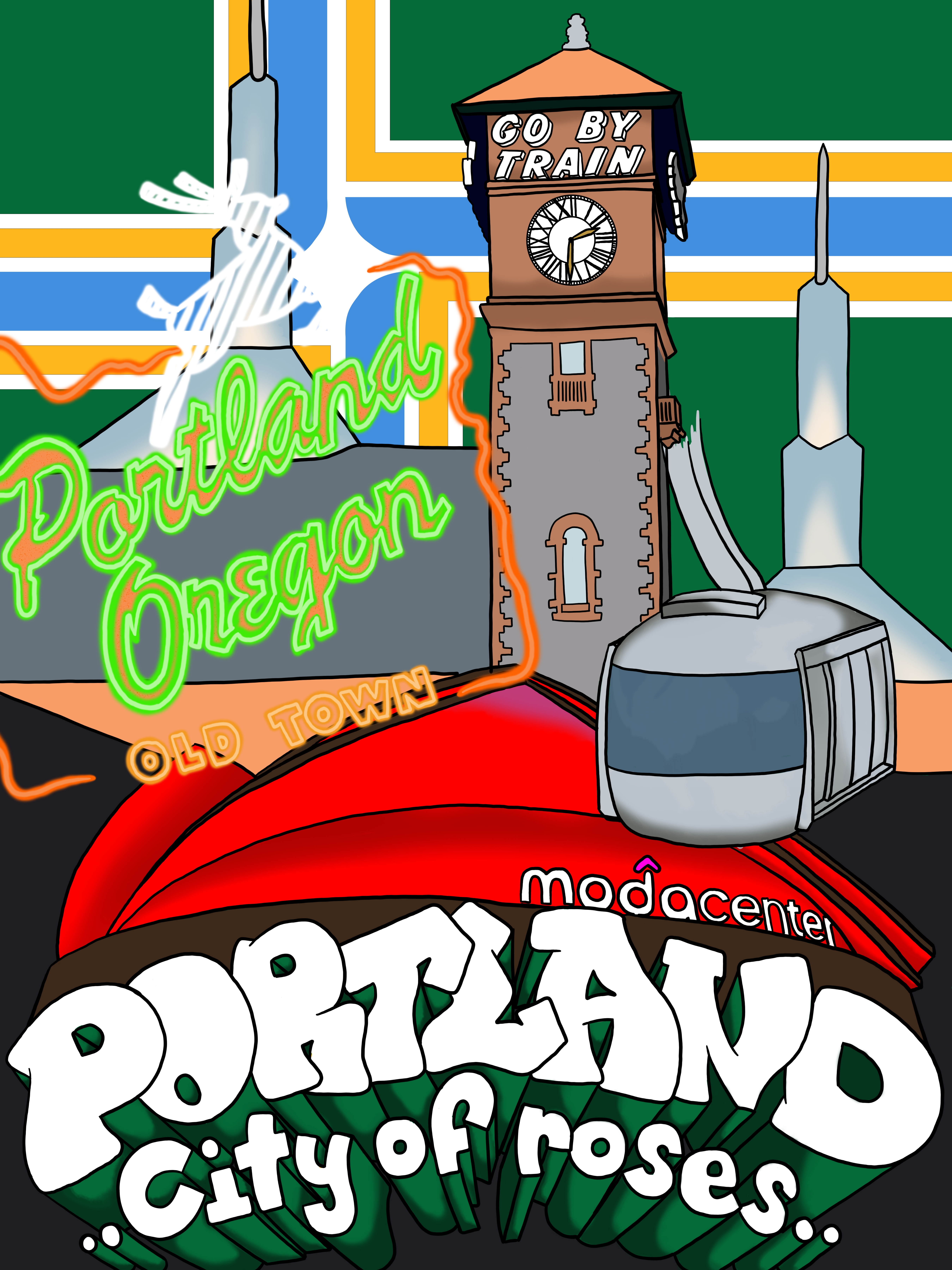 Portland City of Roses Poster