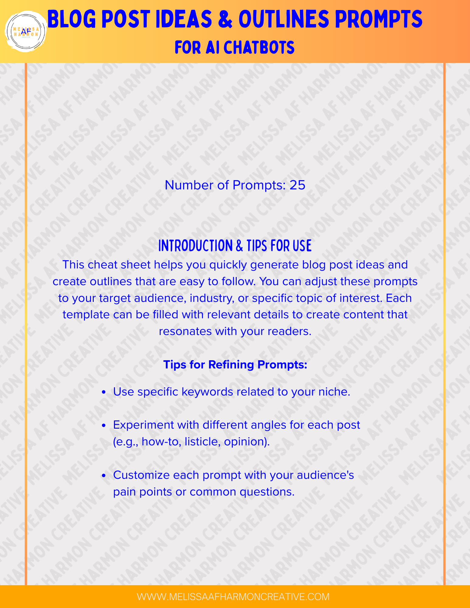 Blog Post Ideas & Outlines Prompts for AI Chatbots