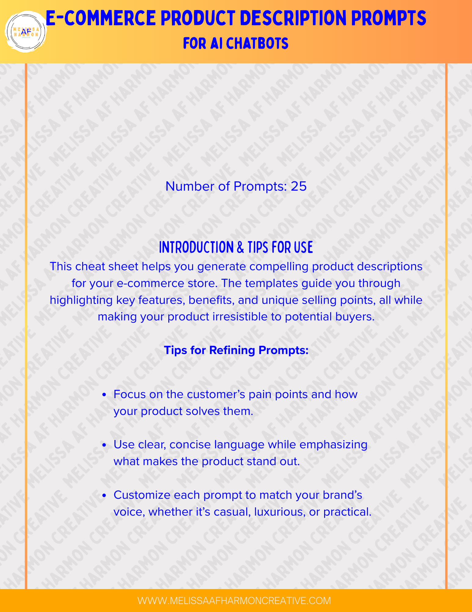 E-commerce Product Description Prompts
