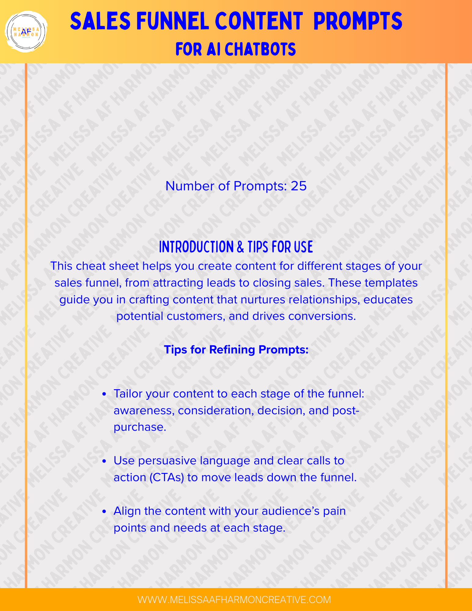 Sales Funnel Content Prompts for AI Chatbots