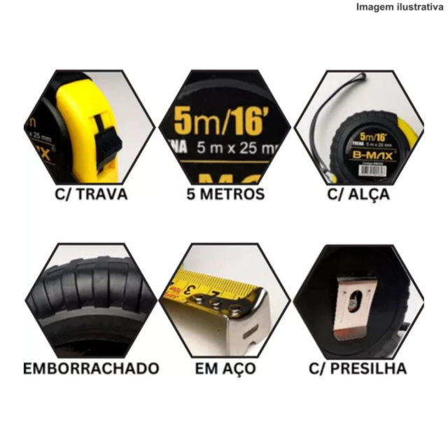 Fita Metrica Trena 5M BAR-57747-8 16FT BT-326